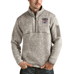 Natural Oklahoma City Thunder Antigua Fortune Quarter-Zip Pullover Jacket | NBA