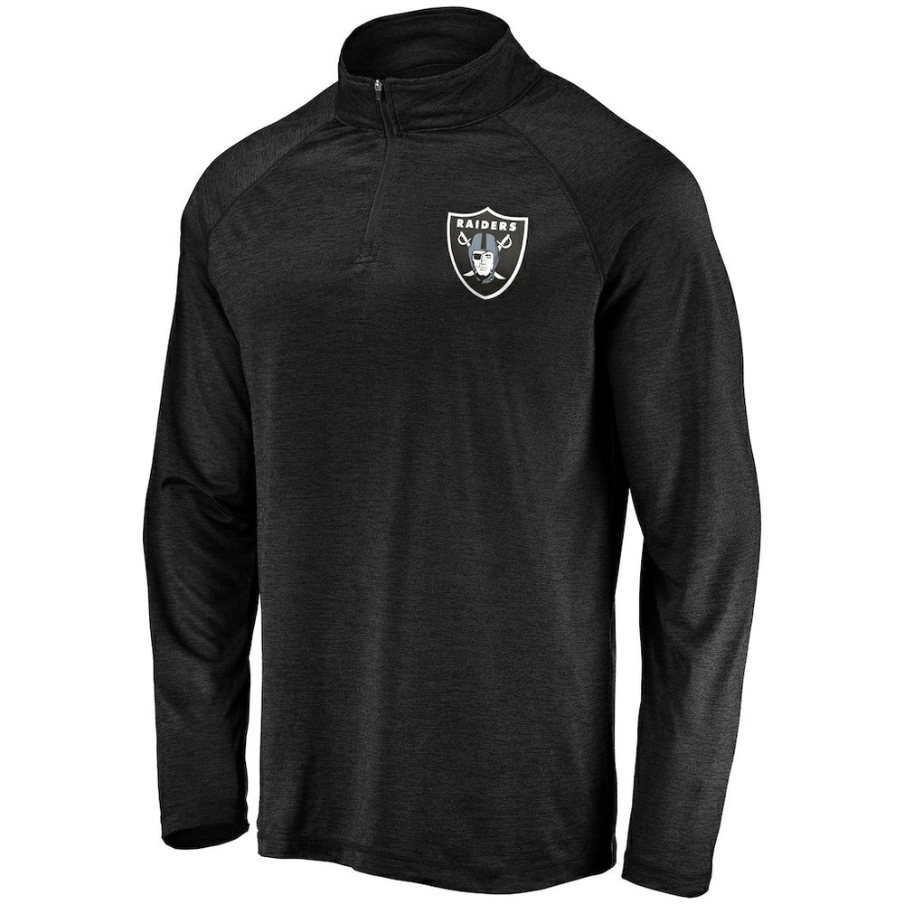 Las Vegas Raiders Striated Primary Logo Raglan Quarter-Zip Pullover Jacket | NFL Hot