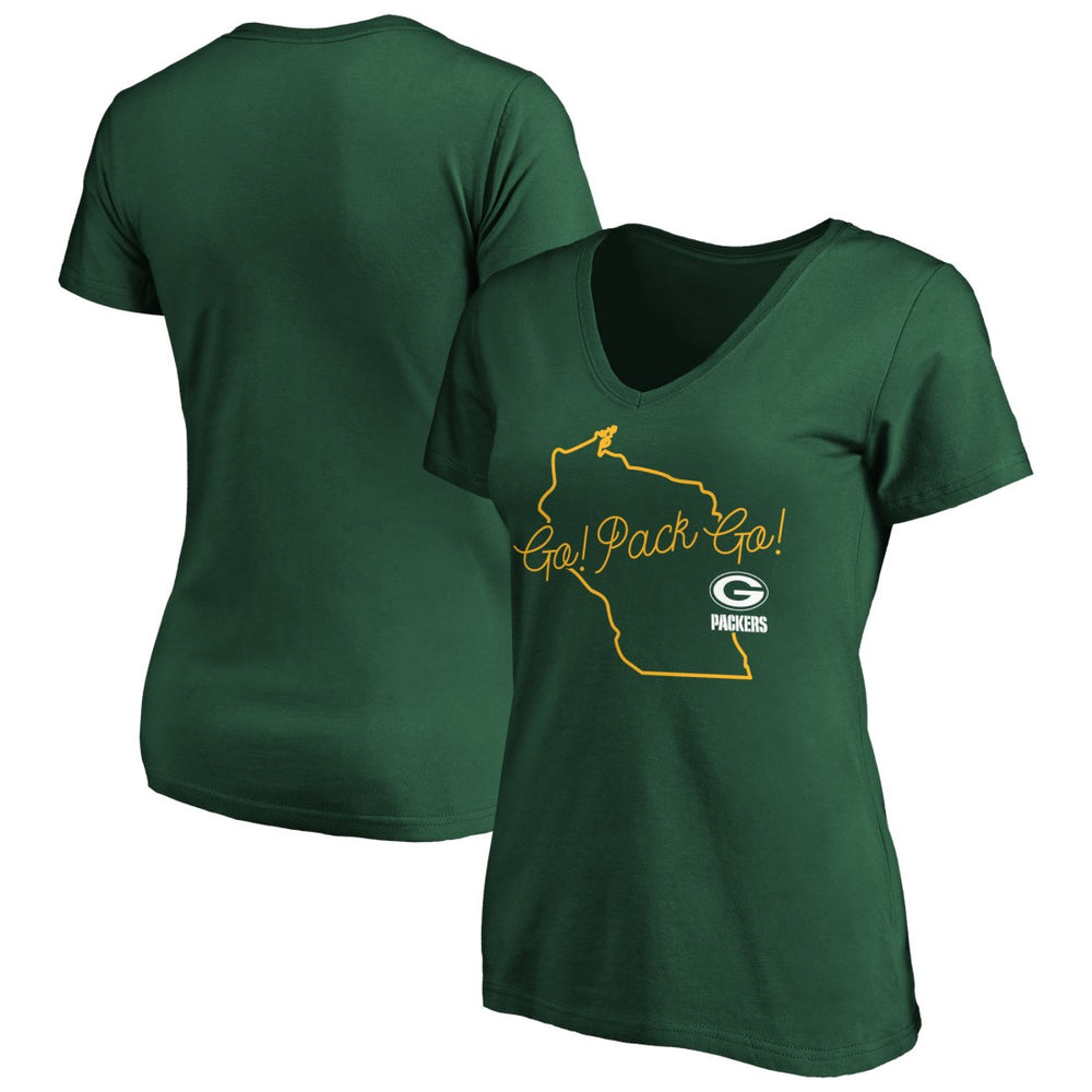 Green Bay Packers Women's Team Iconic Script State V-Neck T-Shirt | NFL Near me