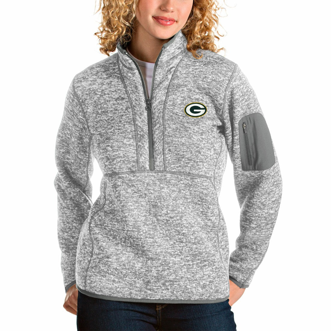 Green Bay Packers Antigua Women's Fortune Half-Zip Pullover Jacket | NFL US