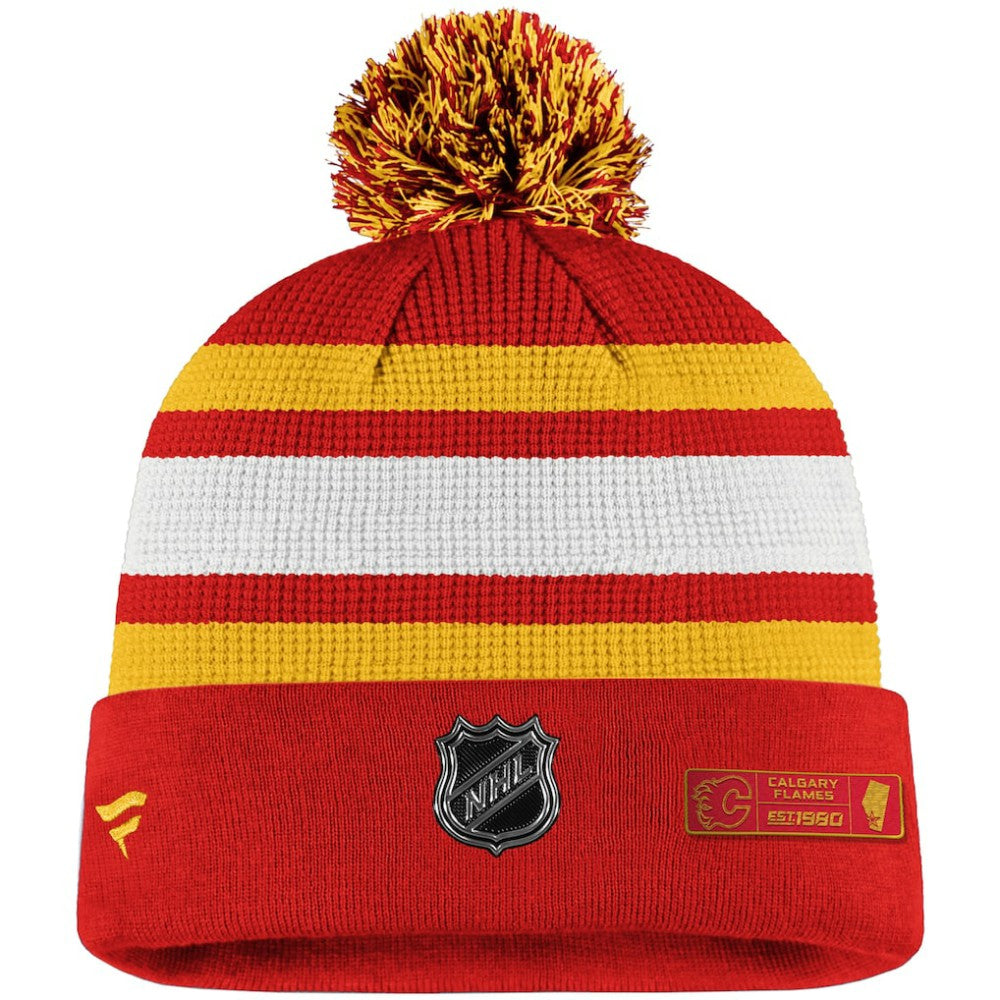 Calgary Flames Fanatics Authentic Pro Cuffed Pom Knit Hat -  NHL Hats