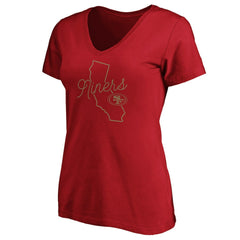 San Francisco 49ers Women's Iconic Script State V-Neck T-Shirt | NFL Online