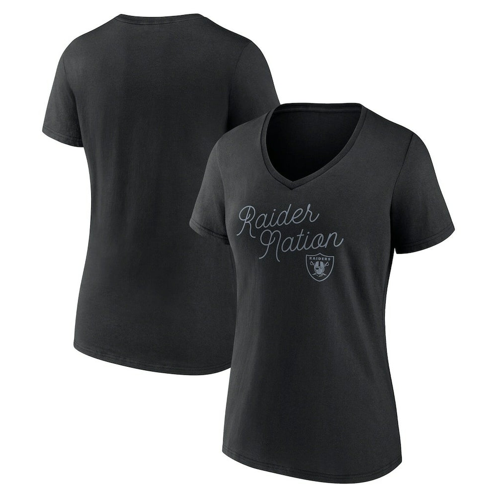 Las Vegas Raiders Women's Iconic Script State V-Neck T-Shirt | NFL Online