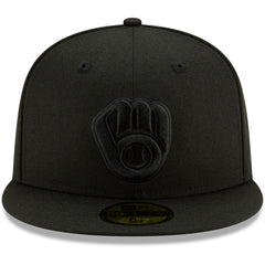 Milwaukee Brewers New Era Black on Black 59FIFTY Fitted Hat - MLB Hats