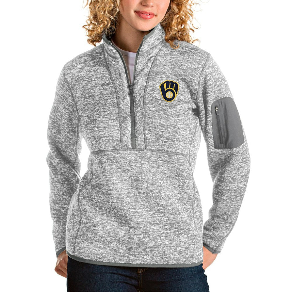 Milwaukee Brewers Antigua Women's Fortune Half-Zip Pullover Jacket - MLB Jackets
