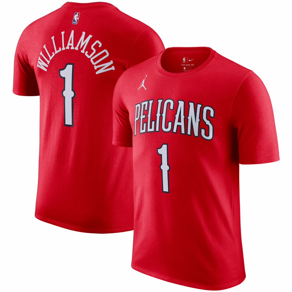 Red New Orleans Pelicans Jordan Brand 2020/21 Zion Williamson Statement Name & Number T-Shirt | NBA