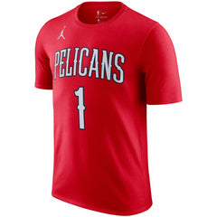 Red New Orleans Pelicans Jordan Brand 2020/21 Zion Williamson Statement Name & Number T-Shirt | NBA