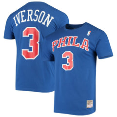 Royal Allen Iverson Philadelphia 76ers Hardwood Classics Name & Number Player T-Shirt | NBA