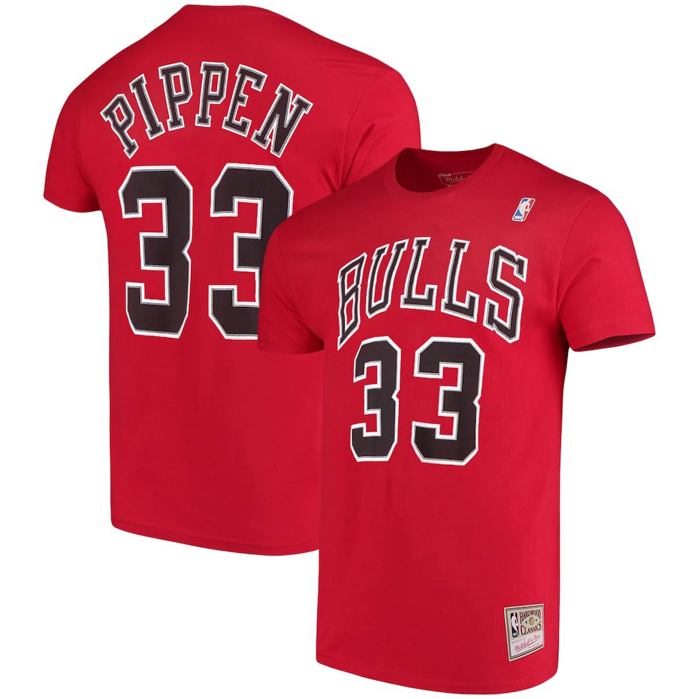 Red Scottie Pippen Chicago Bulls Hardwood Classics Name & Number Player T-Shirt sale | NBA