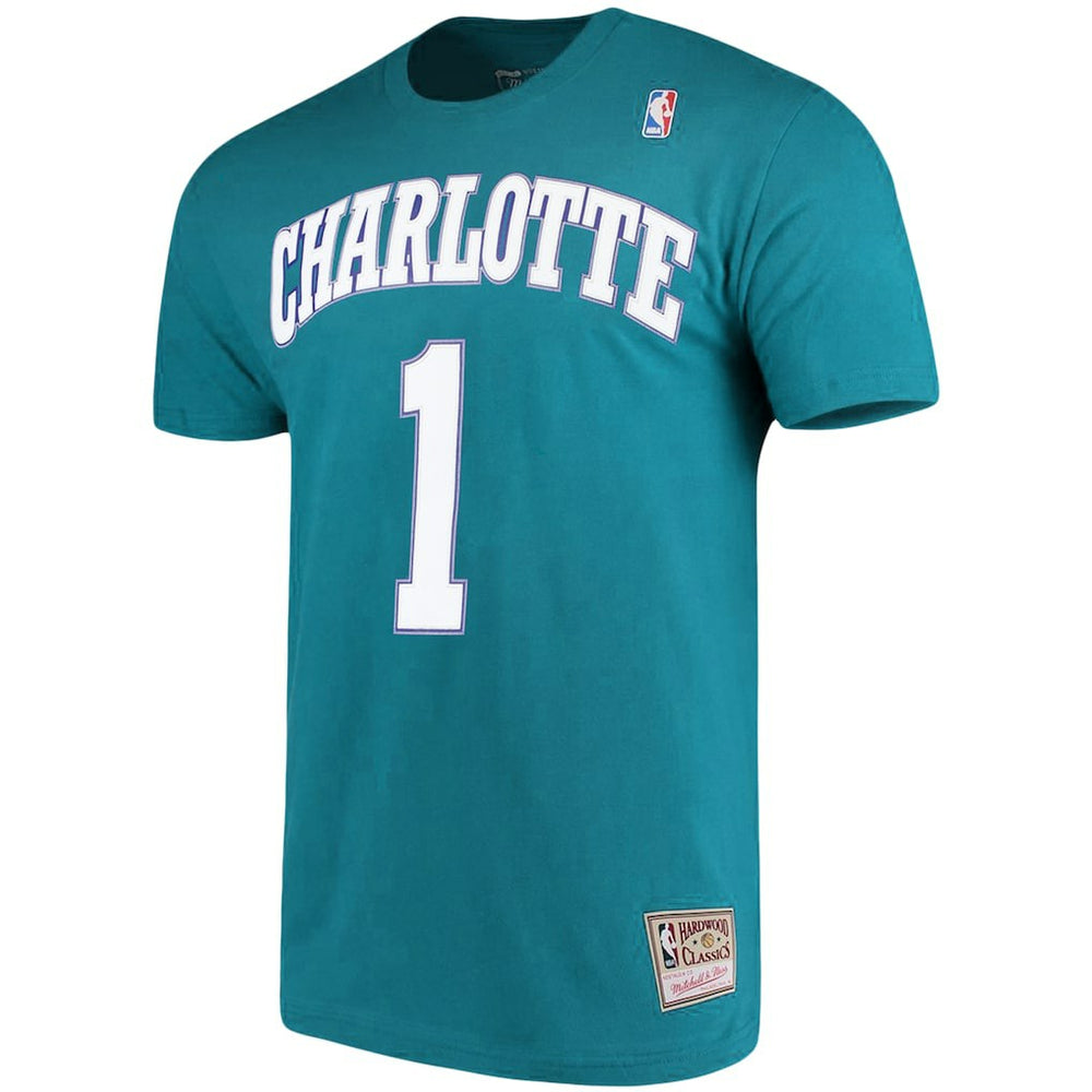 Teal Muggsy Bogues Charlotte Hornets Hardwood Classics Name & Number Player T-Shirt | NBA