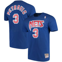 Royal Drazen Petrovic Brooklyn Nets Hardwood Classics Name & Number Player T-Shirt | NBA
