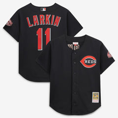 Barry Larkin Cincinnati Reds Mitchell & Ness Cooperstown Collection Mesh Batting Practice Button-Up Jersey - MLB Jerseys