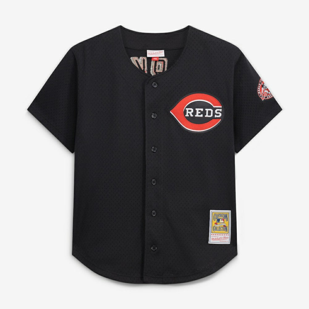 Barry Larkin Cincinnati Reds Mitchell & Ness Cooperstown Collection Mesh Batting Practice Button-Up Jersey - MLB Jerseys