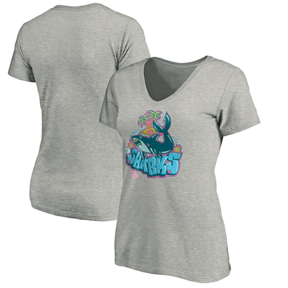 San Jose Sharks Women's Graffiti Shark V-Neck T-Shirt -  NHL T-shirts