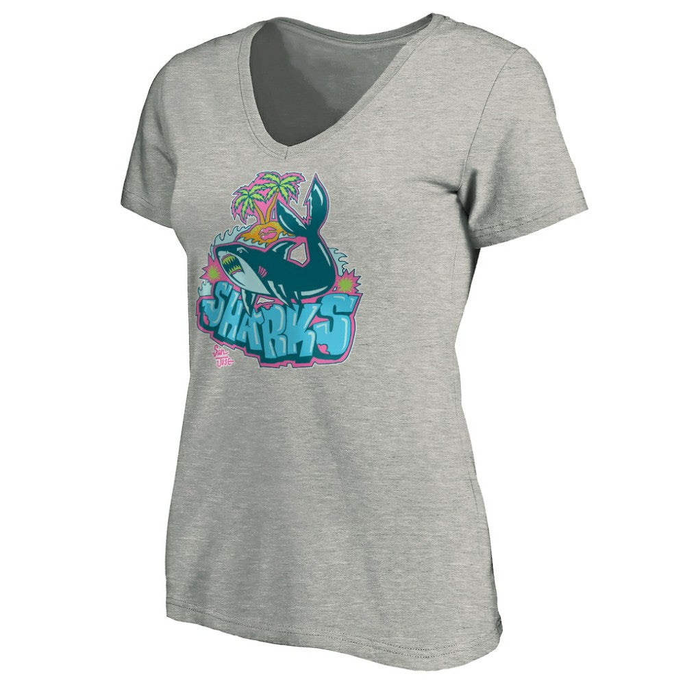 San Jose Sharks Women's Graffiti Shark V-Neck T-Shirt -  NHL T-shirts