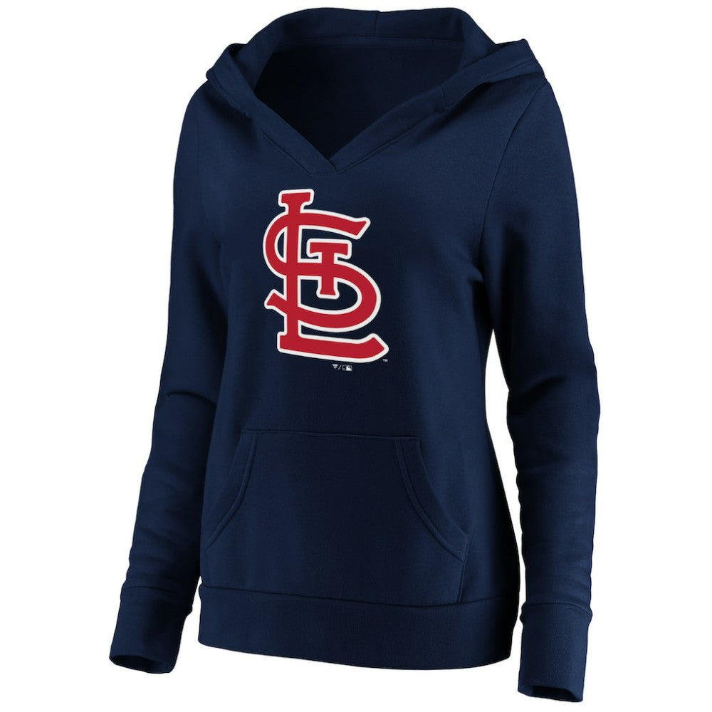 St. Louis Cardinals Fanatics Women's Official Logo Crossover V-Neck Pullover Hoodie - MLB Hoodies