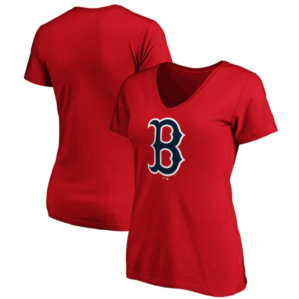 Boston Red Sox Fanatics Women's Core Official Logo V-Neck T-Shirt - MLB T-shirts