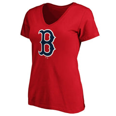 Boston Red Sox Fanatics Women's Core Official Logo V-Neck T-Shirt - MLB T-shirts