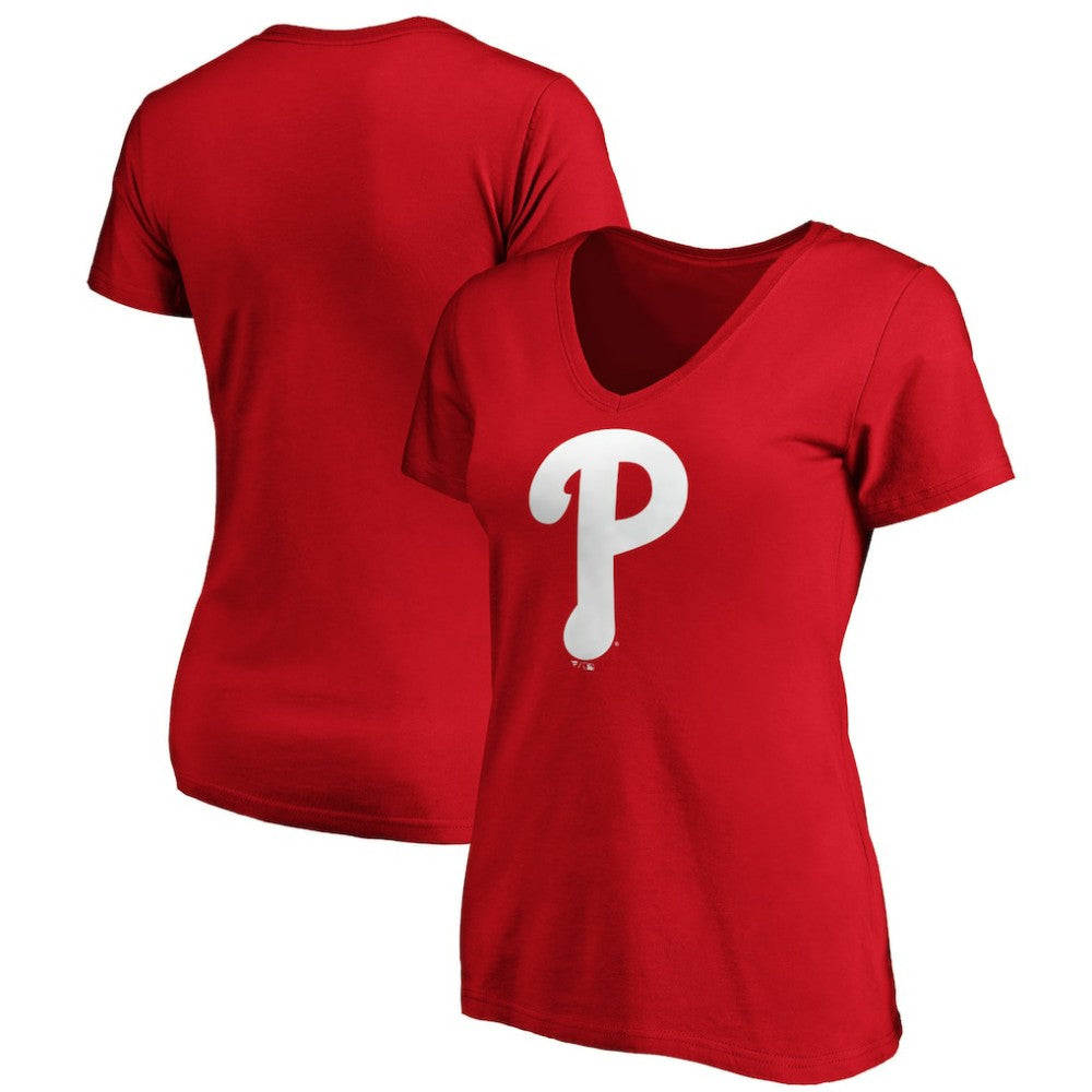 Philadelphia Phillies Fanatics Women's Core Official Logo V-Neck T-Shirt - MLB T-shirts