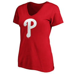 Philadelphia Phillies Fanatics Women's Core Official Logo V-Neck T-Shirt - MLB T-shirts