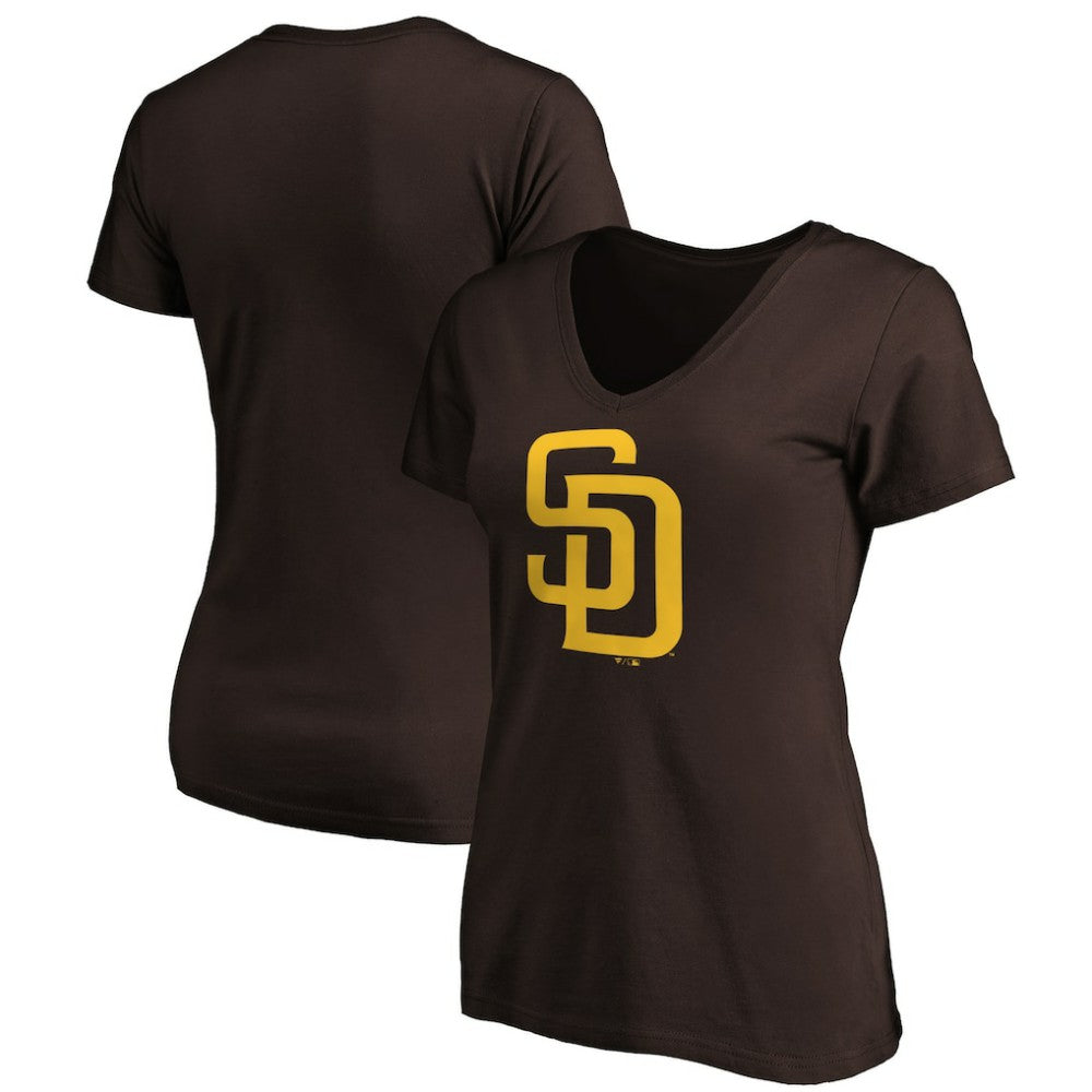 San Diego Padres Fanatics Women's Core Official Logo V-Neck T-Shirt - MLB T-shirts