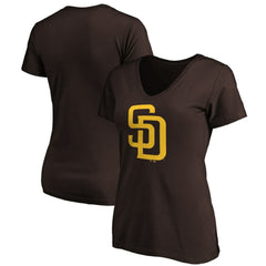 San Diego Padres Fanatics Women's Core Official Logo V-Neck T-Shirt - MLB T-shirts