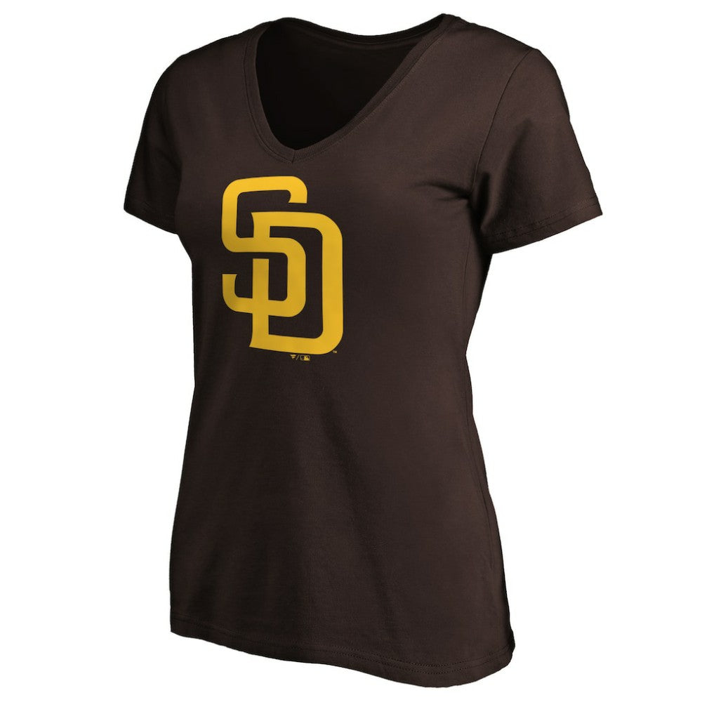 San Diego Padres Fanatics Women's Core Official Logo V-Neck T-Shirt - MLB T-shirts