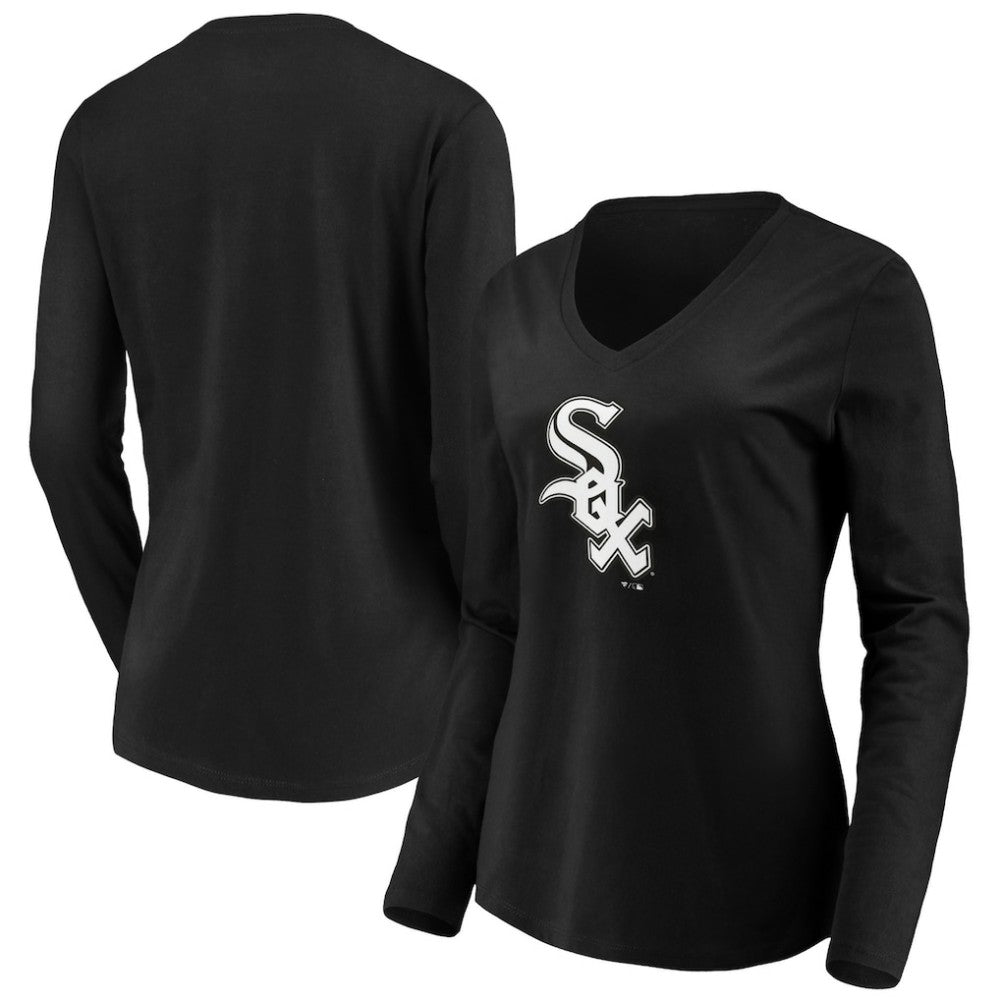 Chicago White Sox Fanatics Women's Official Logo Long Sleeve V-Neck T-Shirt - MLB T-shirts
