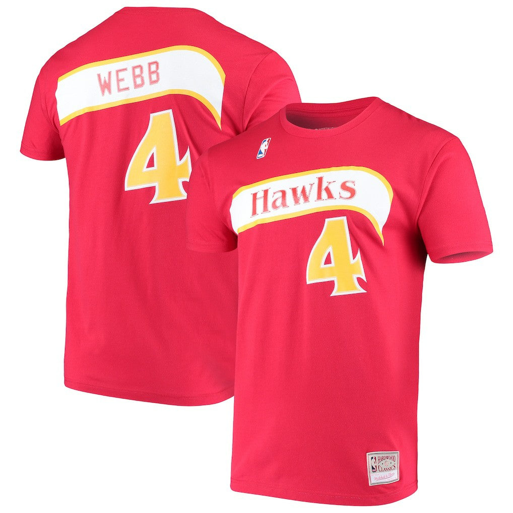 Red Spud Webb Atlanta Hawks Hardwood Classics Name & Number T-Shirt | NBA