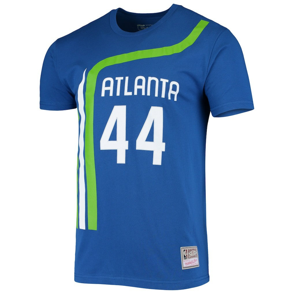 Blue Pete Maravich Atlanta Hawks Hardwood Classics Stitch Name & Number T-Shirt | NBA