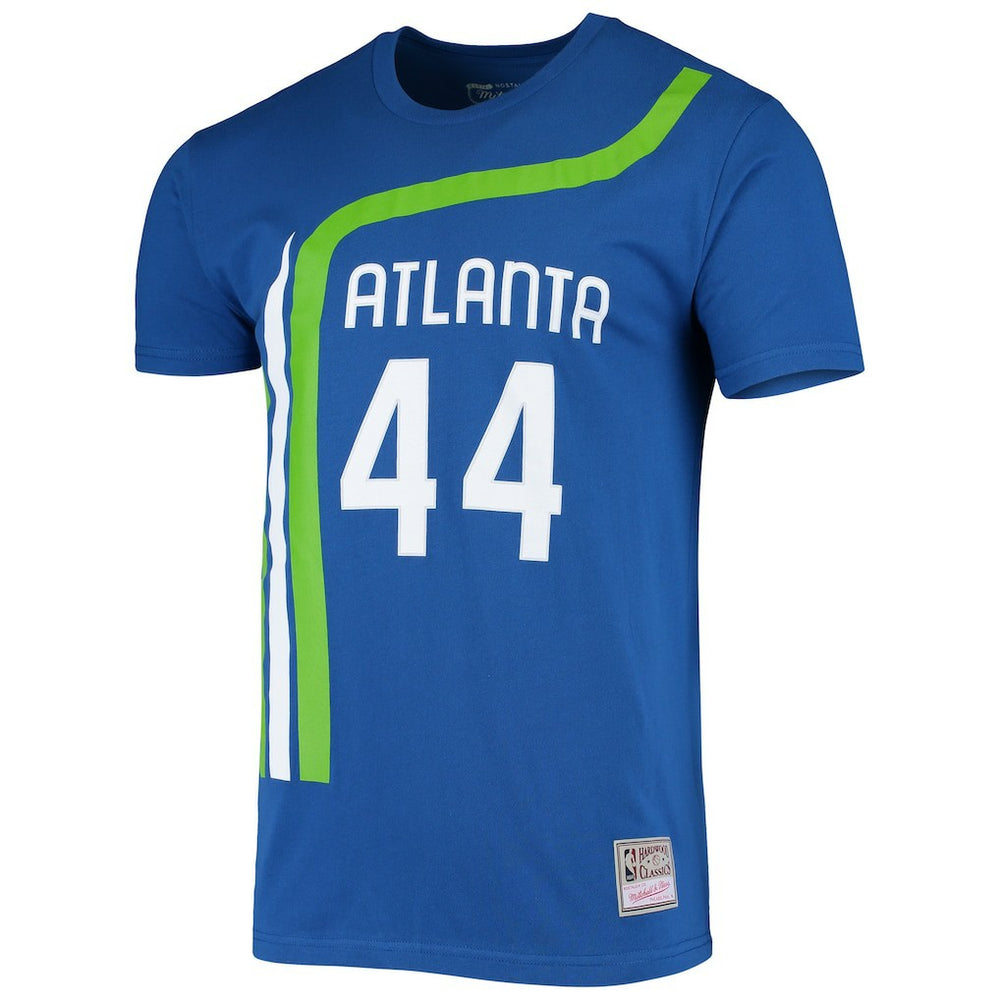 Blue Pete Maravich Atlanta Hawks Hardwood Classics Stitch Name & Number T-Shirt | NBA