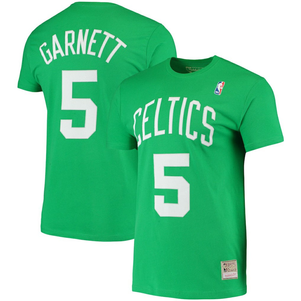 Kelly Green Kevin Garnett Boston Celtics Hardwood Classics Stitch Name & Number T-Shirt | NBA