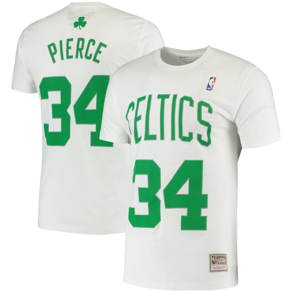 White Paul Pierce Boston Celtics Hardwood Classics Stitch Name & Number T-Shirt | NBA