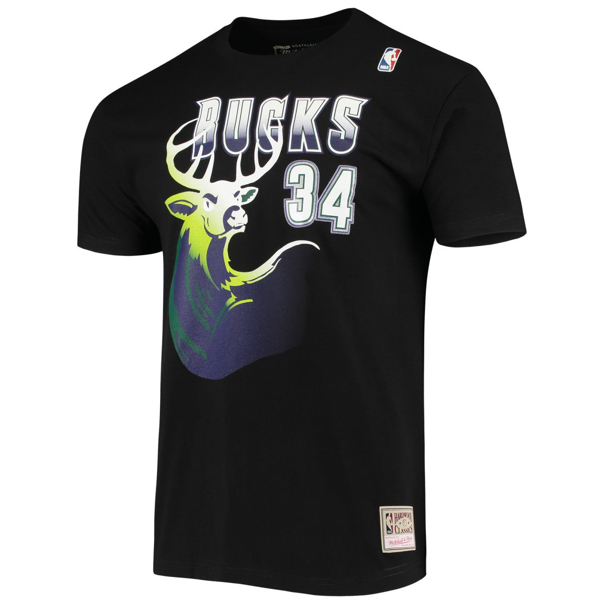 Black Ray Allen Milwaukee Bucks Hardwood Classics Stitch Name & Number T-Shirt | NBA