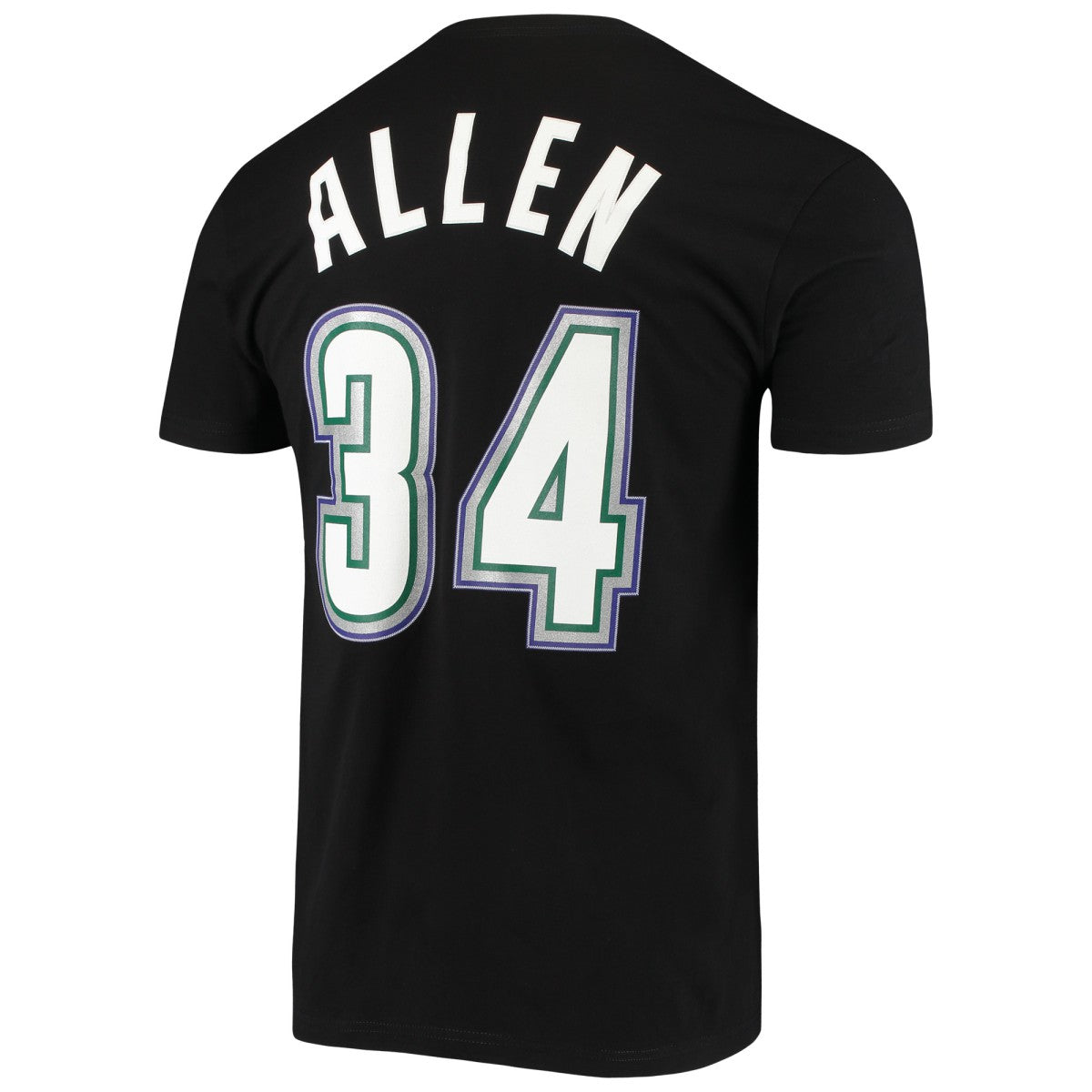 Black Ray Allen Milwaukee Bucks Hardwood Classics Stitch Name & Number T-Shirt | NBA