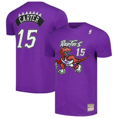 Purple Vince Carter Toronto Raptors Hardwood Classics Stitch Name & Number T-Shirt | NBA