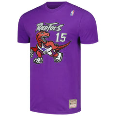 Purple Vince Carter Toronto Raptors Hardwood Classics Stitch Name & Number T-Shirt | NBA
