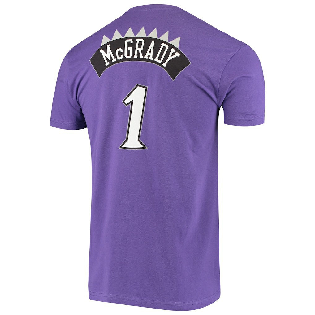 Purple Tracy McGrady Toronto Raptors Hardwood Classics Stitch Name & Number T-Shirt | NBA