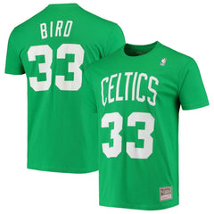 Kelly Green Larry Bird Boston Celtics Hardwood Classics Stitch Name & Number T-Shirt | NBA
