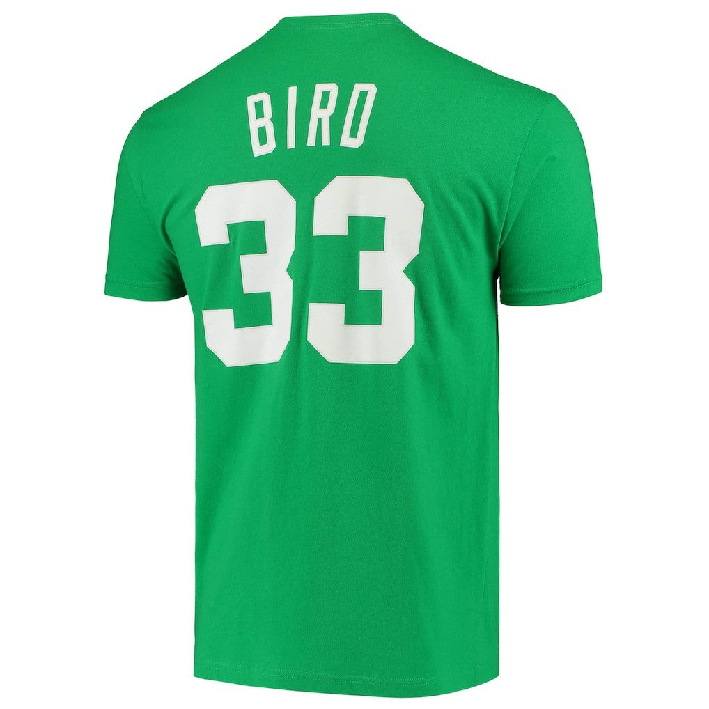 Kelly Green Larry Bird Boston Celtics Hardwood Classics Stitch Name & Number T-Shirt | NBA