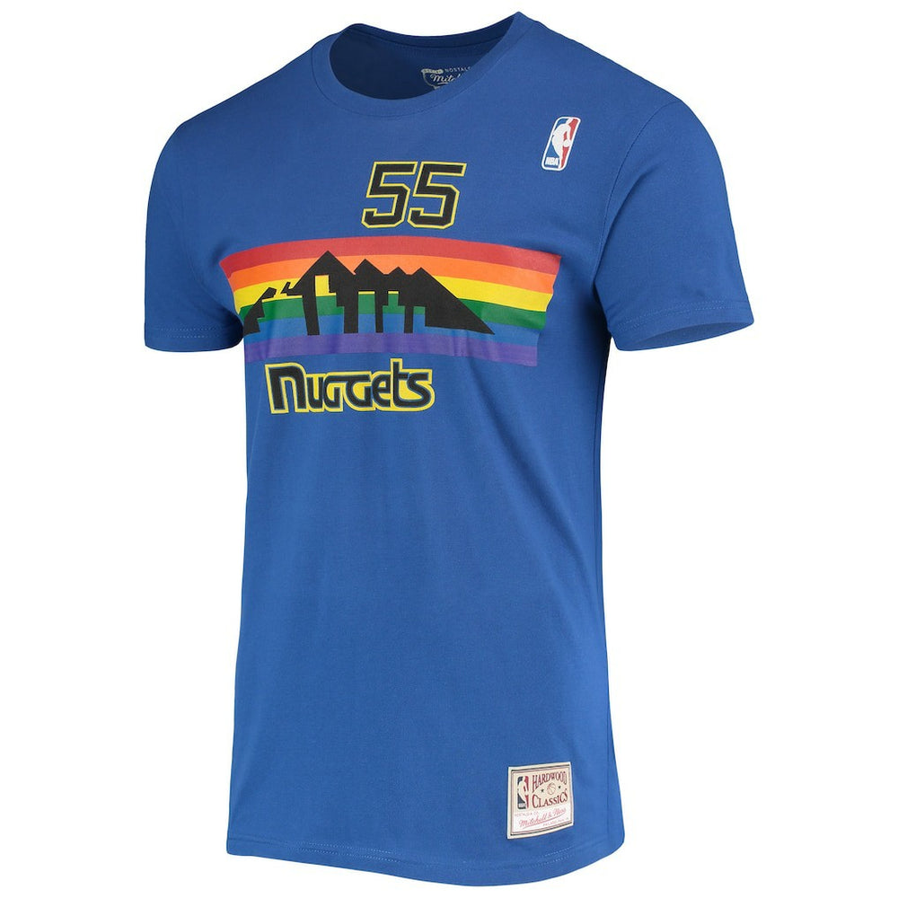 Royal Dikembe Mutombo Denver Nuggets Hardwood Classics Stitch Name & Number T-Shirt sale | NBA