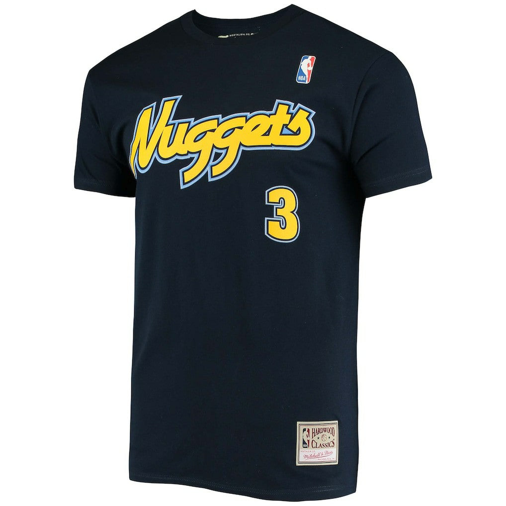 Navy Allen Iverson Denver Nuggets Hardwood Classics Stitch Name & Number T-Shirt sale | NBA