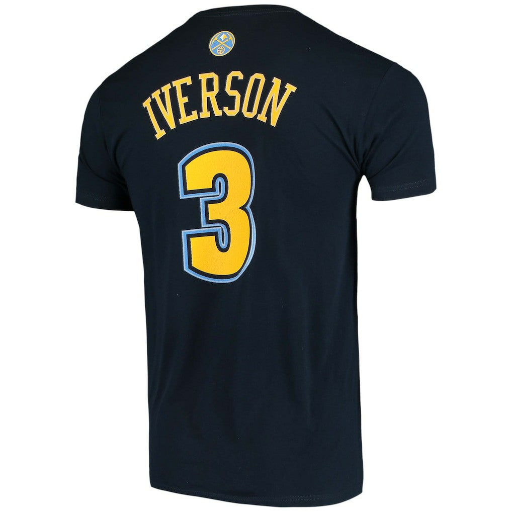 Navy Allen Iverson Denver Nuggets Hardwood Classics Stitch Name & Number T-Shirt sale | NBA