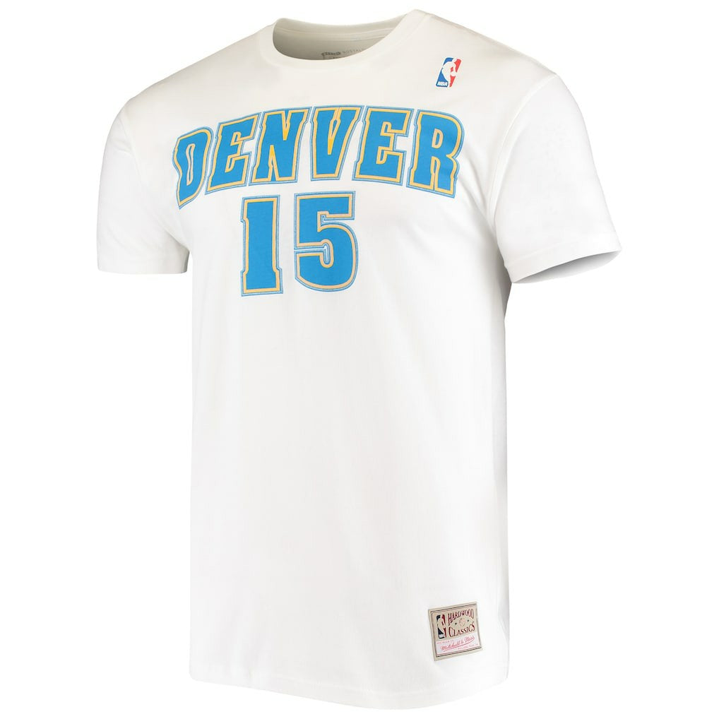 White Carmelo Anthony Denver Nuggets Hardwood Classics Stitch Name & Number T-Shirt | NBA
