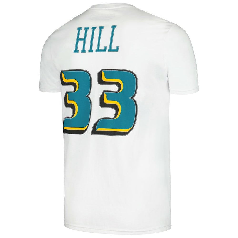 White Grant Hill Detroit Pistons Hardwood Classics Stitch Name & Number T-Shirt sale | NBA
