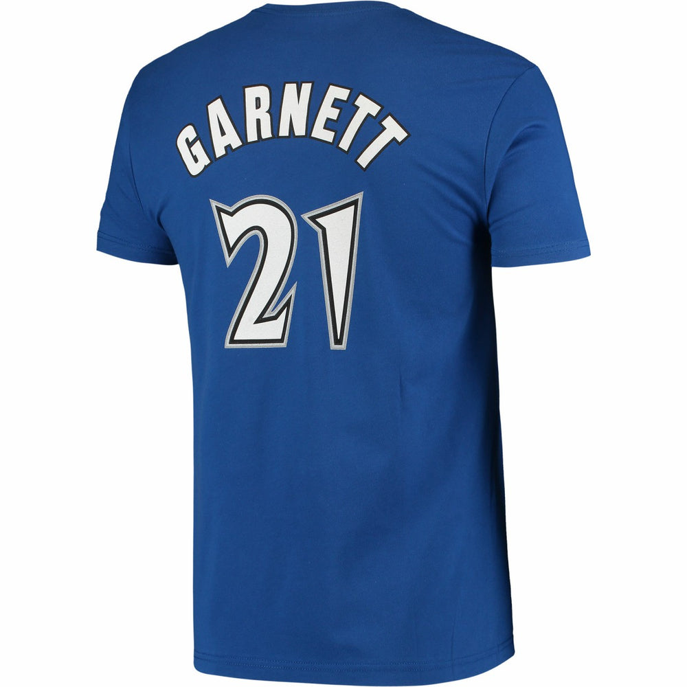 Blue Kevin Garnett Minnesota Timberwolves Hardwood Classics Stitch Name & Number T-Shirt | NBA