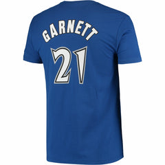 Blue Kevin Garnett Minnesota Timberwolves Hardwood Classics Stitch Name & Number T-Shirt | NBA