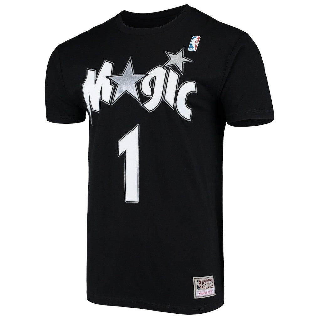 Black Tracy McGrady Orlando Magic Hardwood Classics Stitch Name & Number T-Shirt | NBA