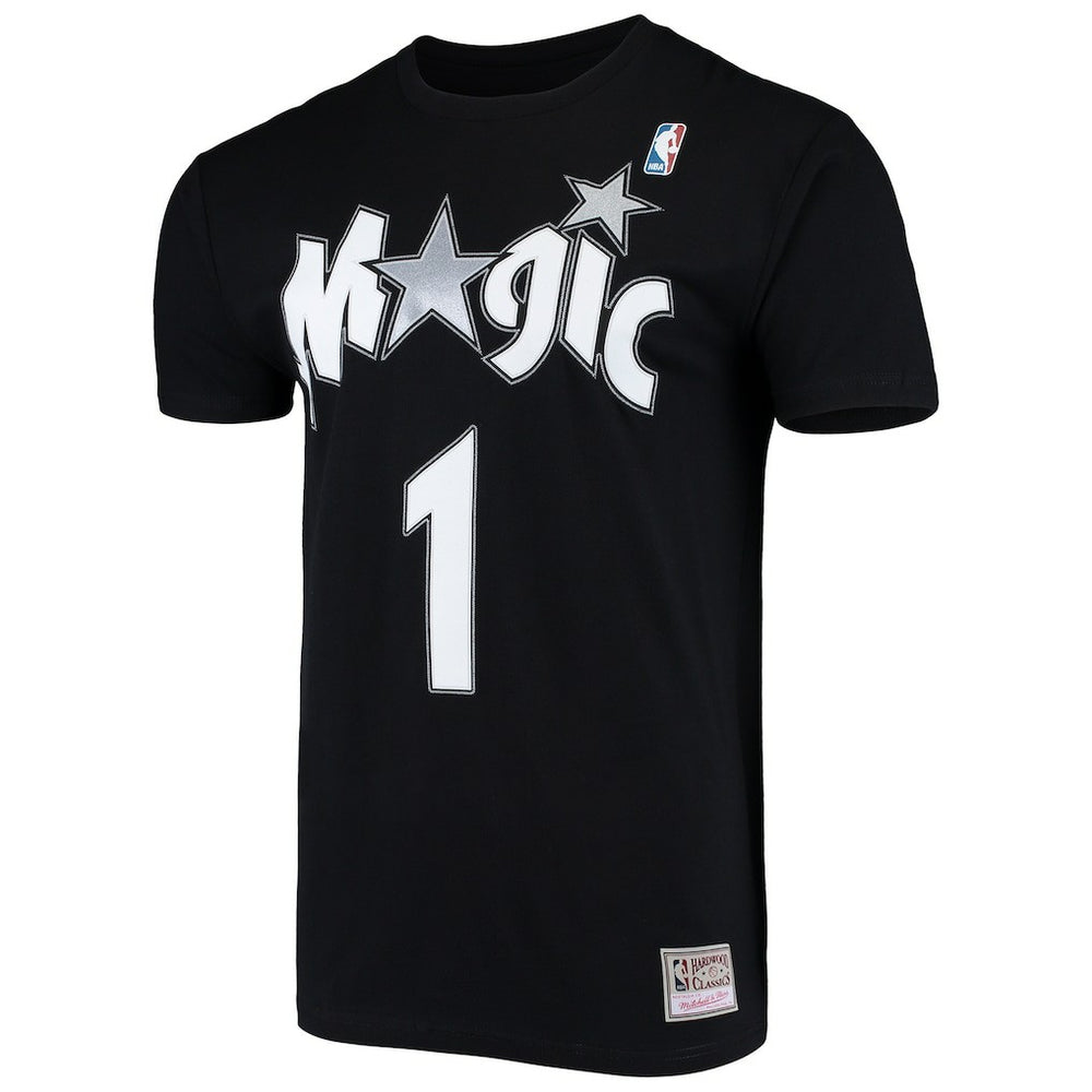 Black Tracy McGrady Orlando Magic Hardwood Classics Stitch Name & Number T-Shirt | NBA