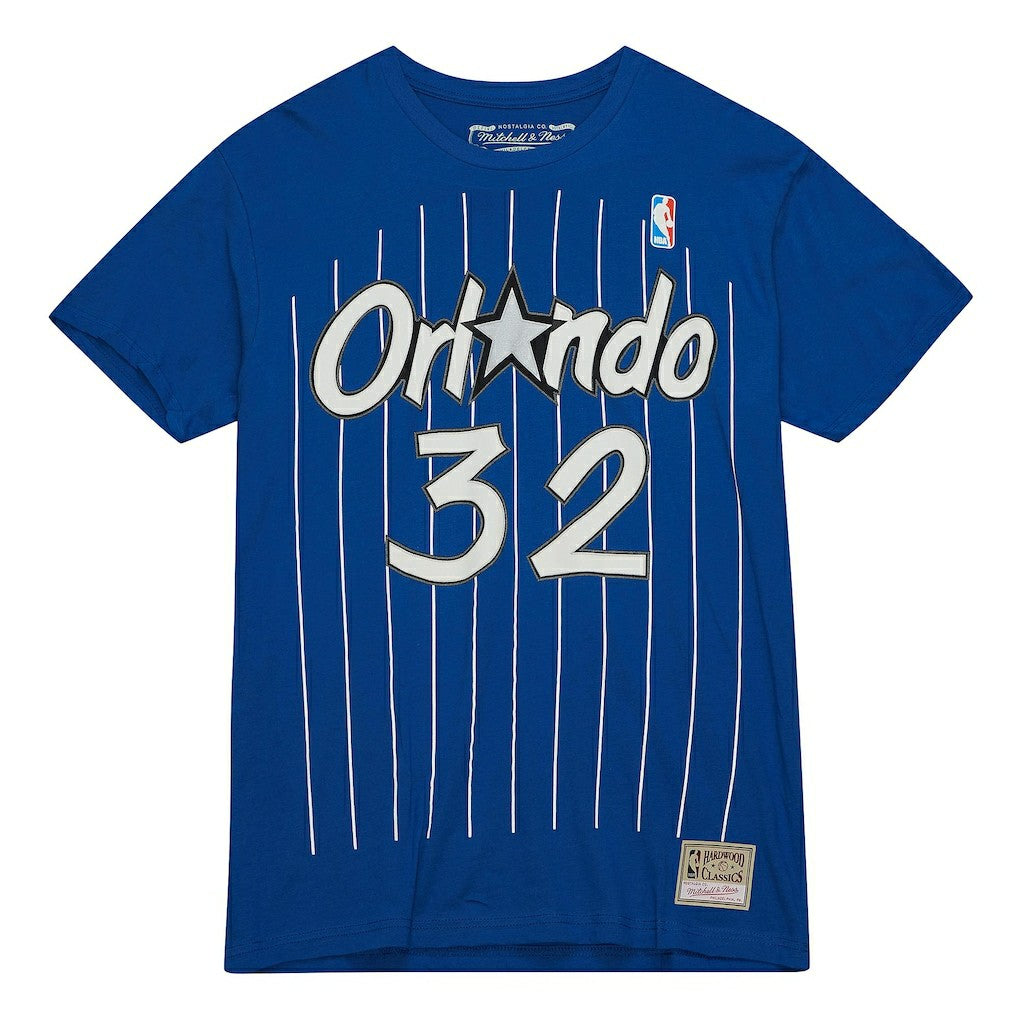 Blue Shaquille O'Neal Orlando Magic Hardwood Classics Stitch Name & Number T-Shirt | NBA